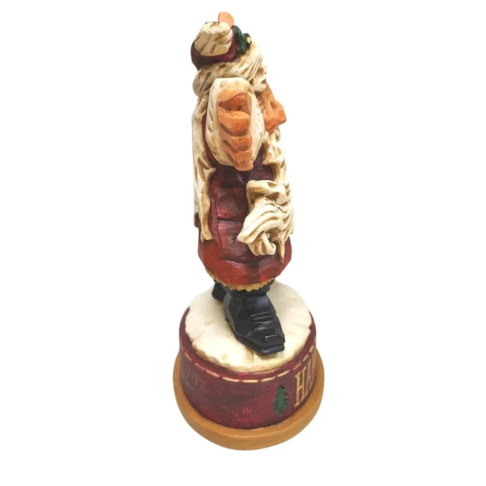 David Frykman Santa Xmas Figurine Happy Holidays Polar Bear Folk Art Signed 1998